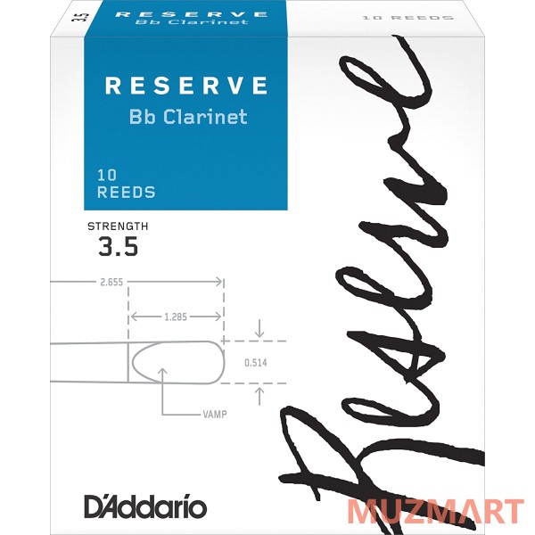 D'Addario WOODWINDS DCR1035 RESERVE BB CL 10 PACK - 3.5 трости для кларнета, размер 3.5