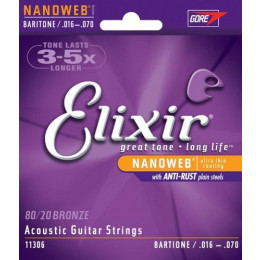 Elixir 11306 NANOWEB Комплект струн для акустической баритон гитары